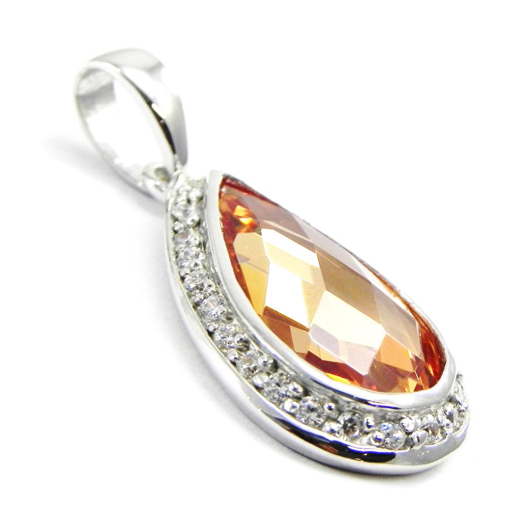 Les Trésors De Lily [B9569] - White Amber 'Sissi' Silver Pendant