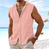 Fashionable Solid Color Lapel Sleeveless Top for Summer Men's Cool Button Splicing Cardigan Casual Loose Top