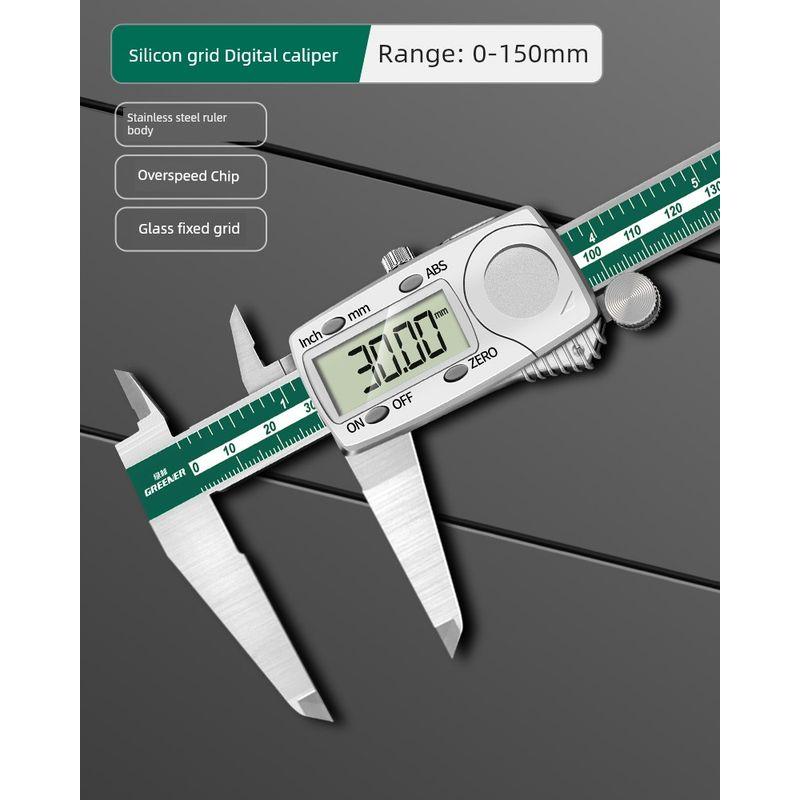 

Green Forest Eletronic Caliper High Precision Digital Display Industrial Grade Small Crafts For Home Depth Digital Oil Standard Caliper 0-150mm (silicon gate) overspeed chip