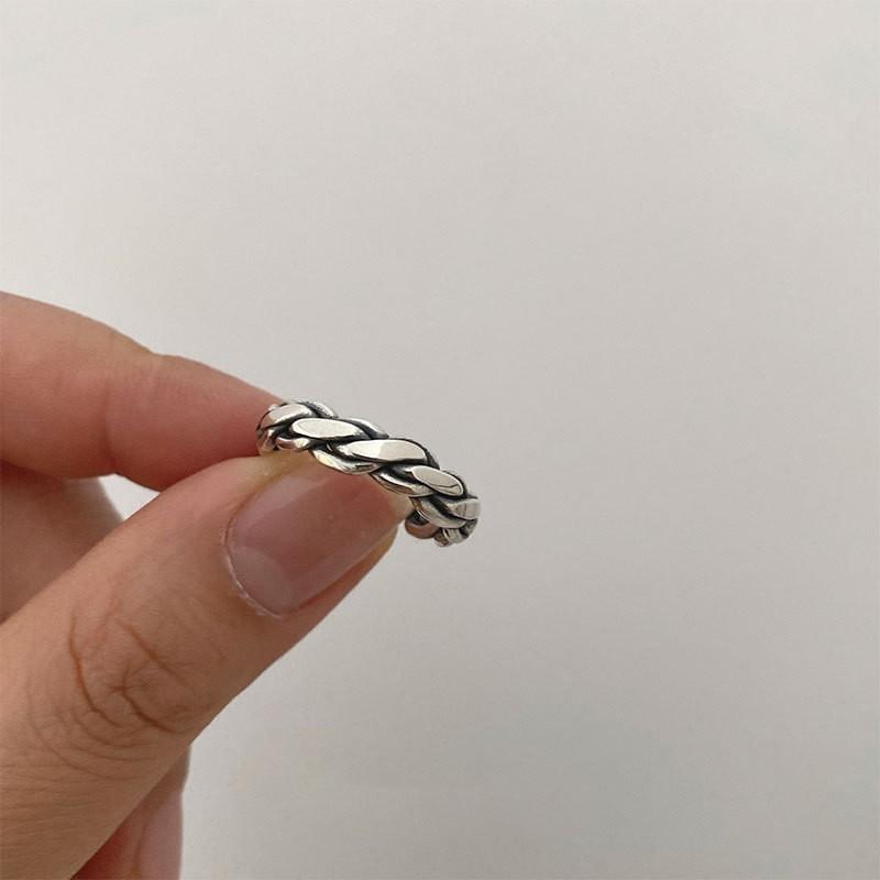 S925 Silver Stunning Geometric Open Adjustable Ring For Women With Elegant Smiley Design Face