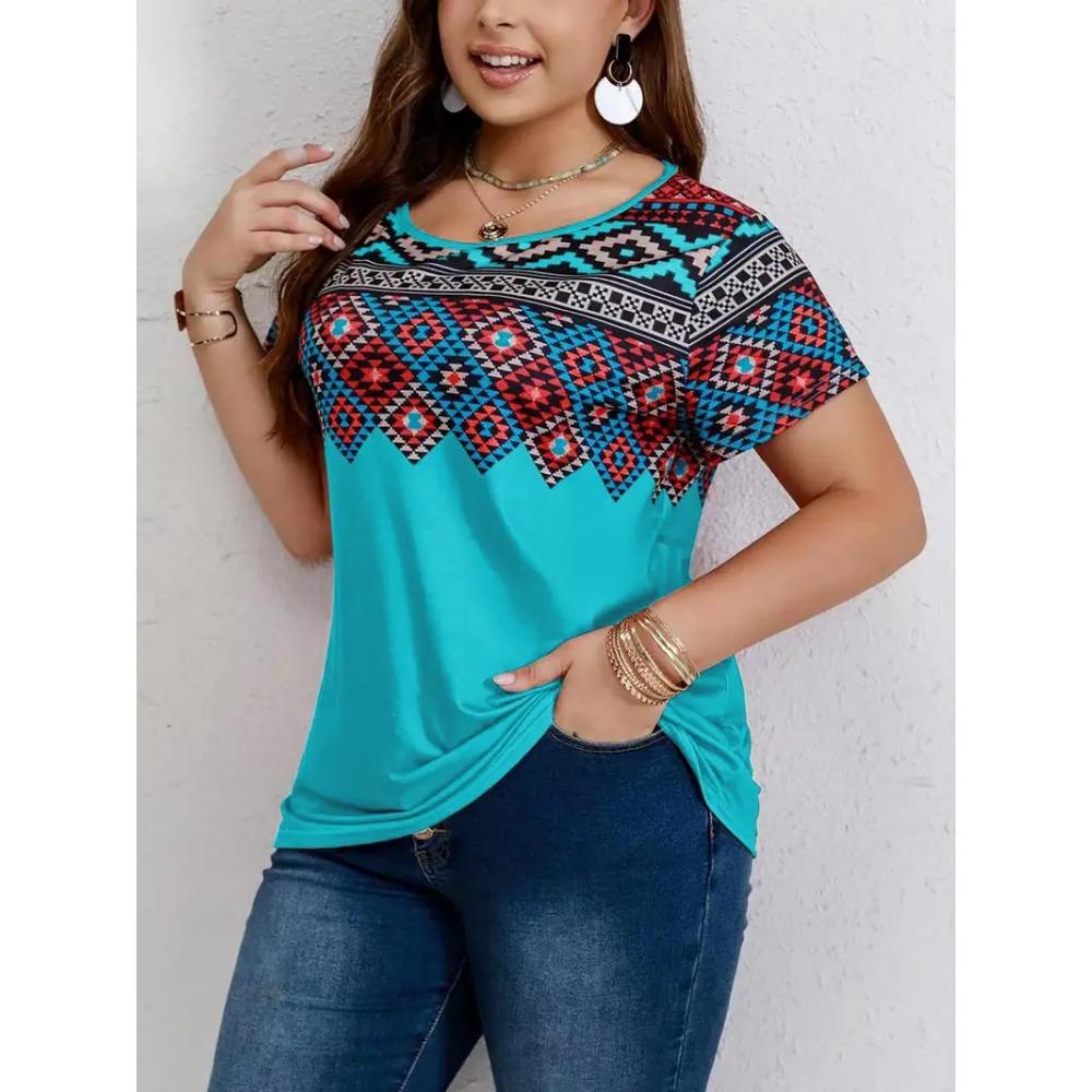 Vintage Ethnic Graphic Print Men's T Shirt Street Casual Crew Neck Short Sleeve Tee Fashion Female Oversized Clothing Pullover