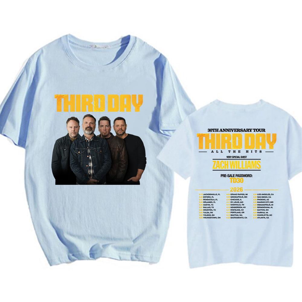 Third Day 30th Anniversary Tour 2026 T-shirt All The Hits Rock Band Fashion Tshirts Short Sleeve Cotton Male T Shirt O-neck Tees
