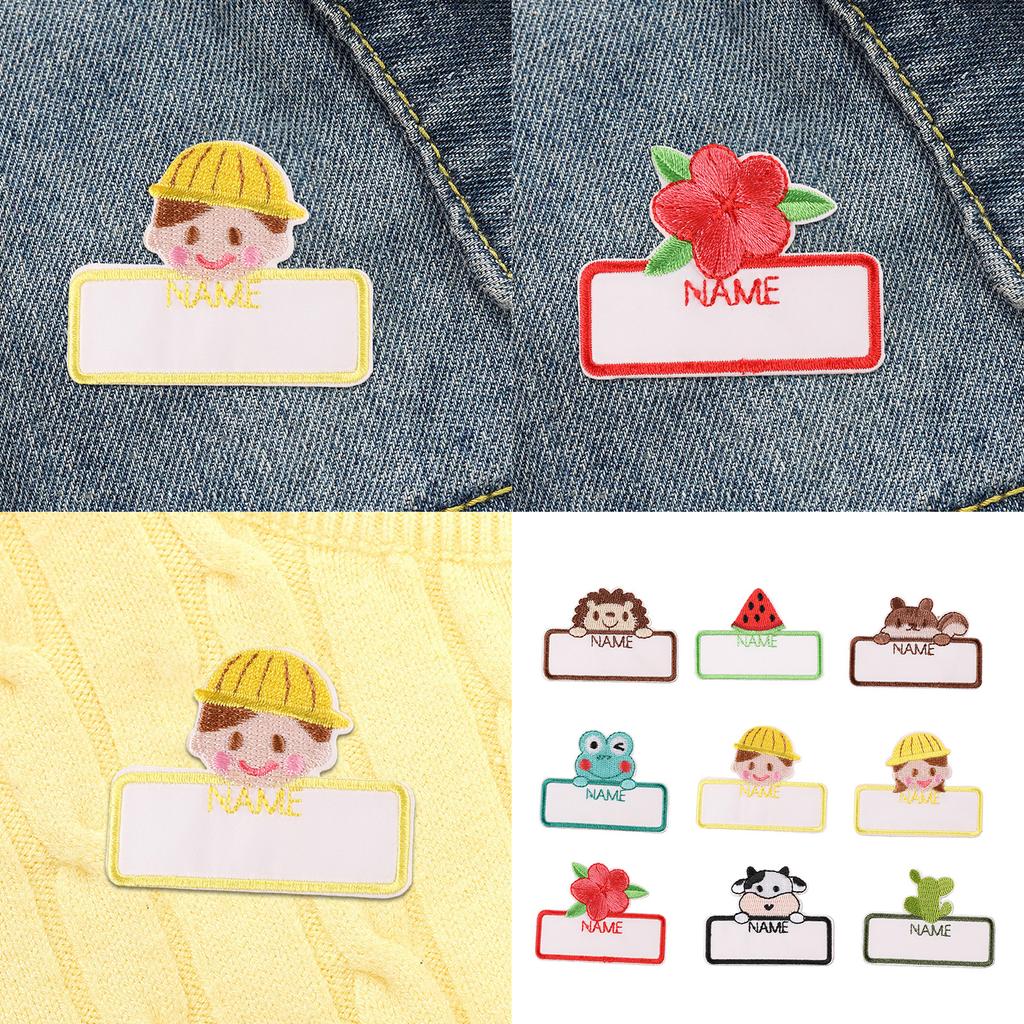 9pcs SelfAdhesive Name Patches Embroidery Cartoon Fabric Stickers for School Kids Garment Decors On Backpacks Clothing
