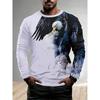 Street Trend Men's Casual Pullover Top Wolf King 3D Printed Men's Loose Long Sleeve T-shirt Simple Casual Men's Long Sleeve