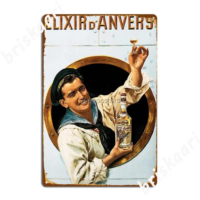 

Elixir D Anvers Liqueur Sailors Choice Vintage Belgian Alcoholic Advertisement Metal Plaque Poster Wall Plaque 20x30cm