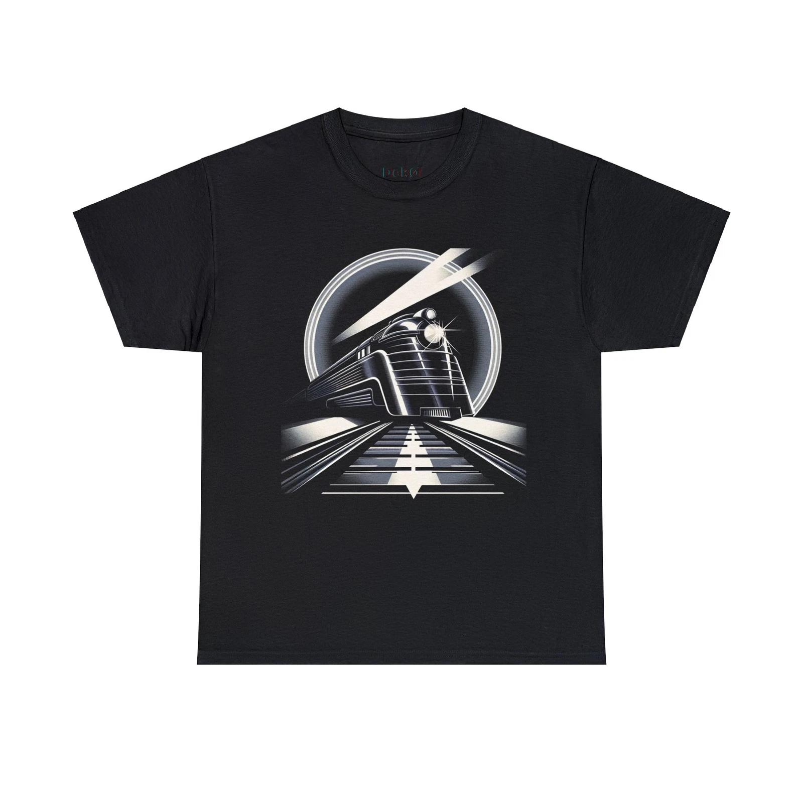 

Unisex Adult T Shirt Designer Vintage Streamline Train Art Deco Poster Sleek Tee S