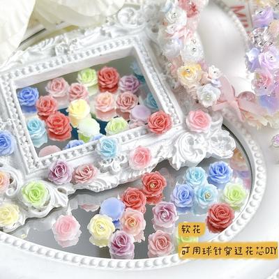 Handmade Soft Flower Carved Rose Camellia Luminous Nail Art Decorations Three-Dimensional Sweet DIY Accessories