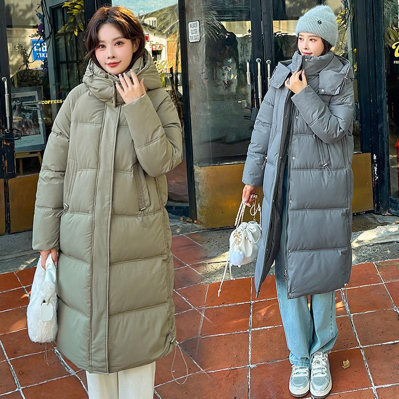 Down cotton jacket schoolgirl long over the knee loose ins loose bread suit thickened cotton jacket winter new padded jacket jacket