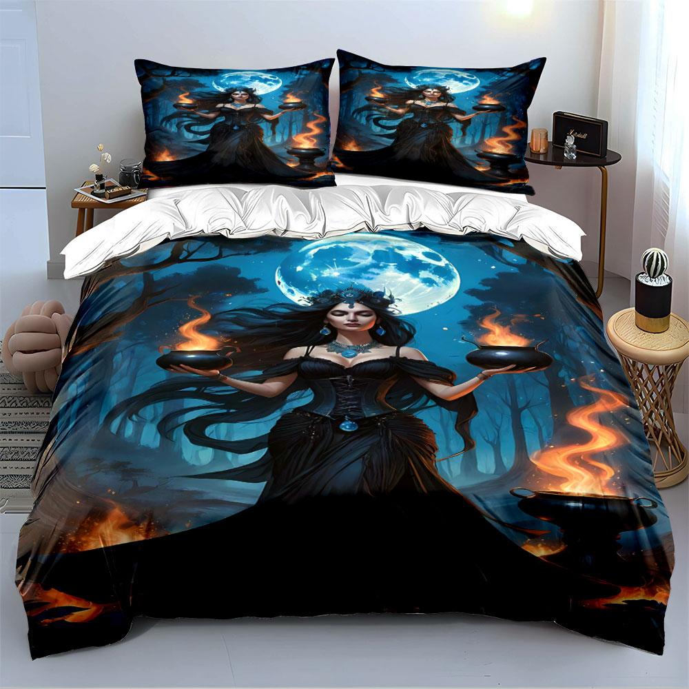 Mystic Moon Goddess Artwork Bedding Duvet Cover Set (1*Duvet Cover 2*Pillowcases, without duvet insert)
