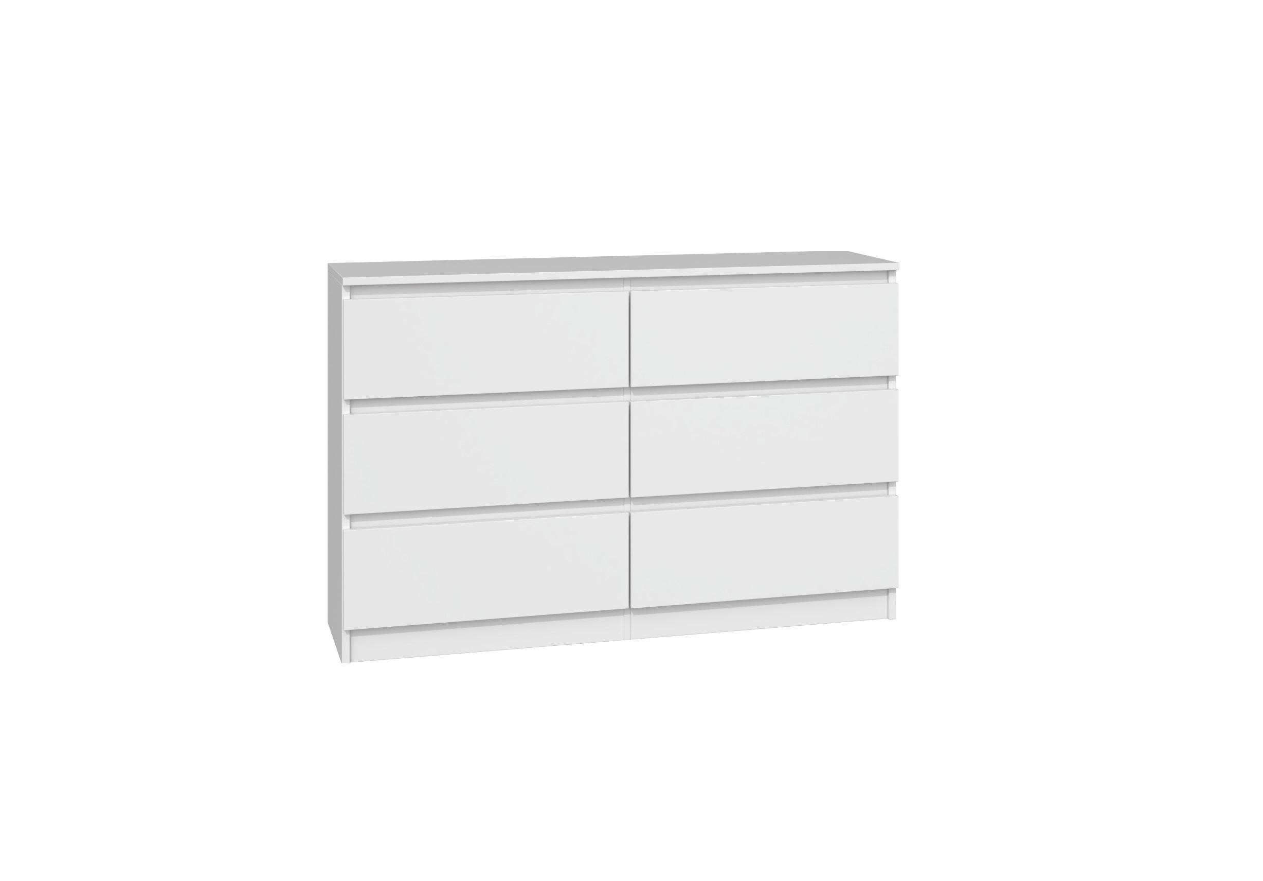 Komoda Malwa M6 120 Biela 6 Zásuviek 120 Cm Do Obývacej Izby Do Spálne