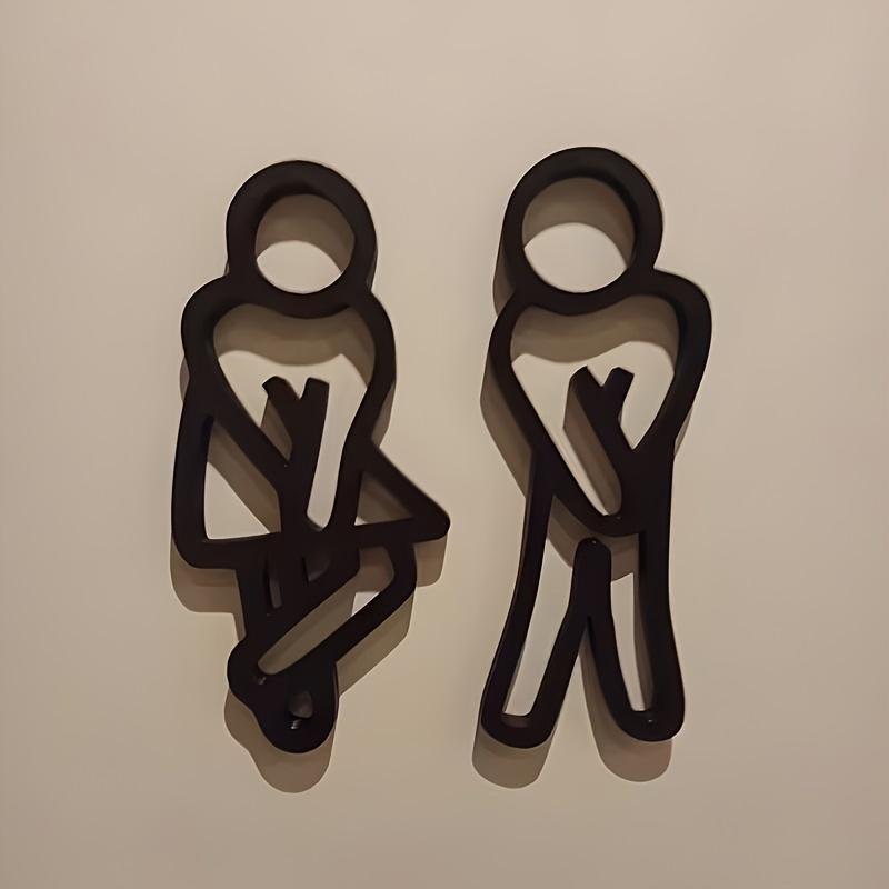 2pcs Modern Bathroom Door Sign Decoration | Men and Women Toilet Sign, Guest Bathroom Hanging Decoration, Embellishment