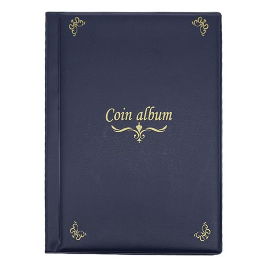 

Книга для сбора монет, ПВХ, 10 страниц, карманы для медалей, прозрачный органайзер для монет на 150 универсальных марок, памятный вызов синий