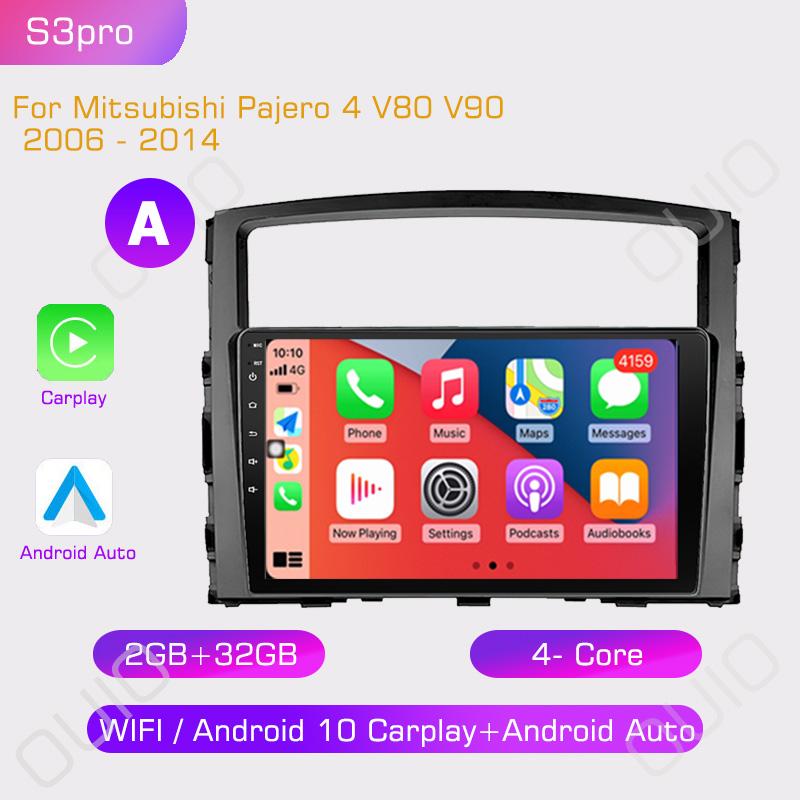 2din Car Radio Multimedia Player Carplay Auto GPS Navigation DSP BT NO DVD For Mitsubishi Pajero 4 V80 V90 2006 - 2014