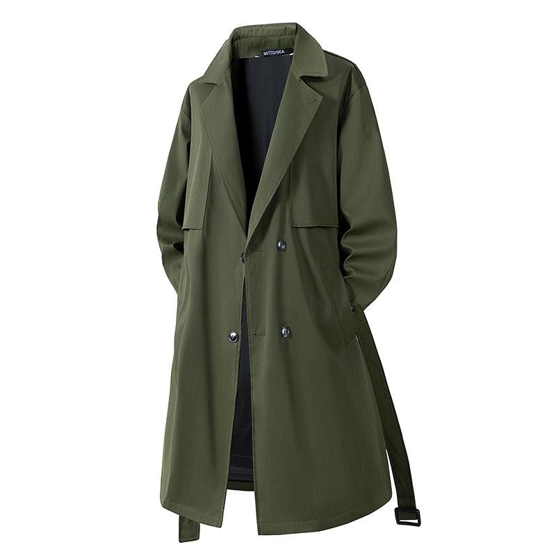 Gabardina para Hombre de un Solo Botón de Longitud Media con Cinturón Estilo Inglés Ligera Vintage Casual Ropa de Abrigo