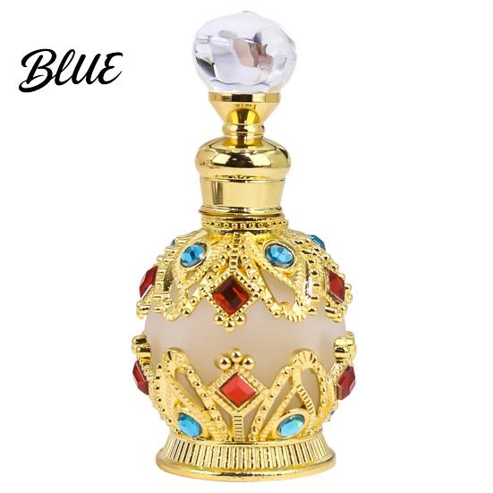 Flacone Profumo Ricaricabile 15ML Flacone Lusso Vintage Olio Essenziale & Fragranza Contenitore Profumo Vuoto in Vetro Stile Arabo di Dubai per Viaggio Compatto