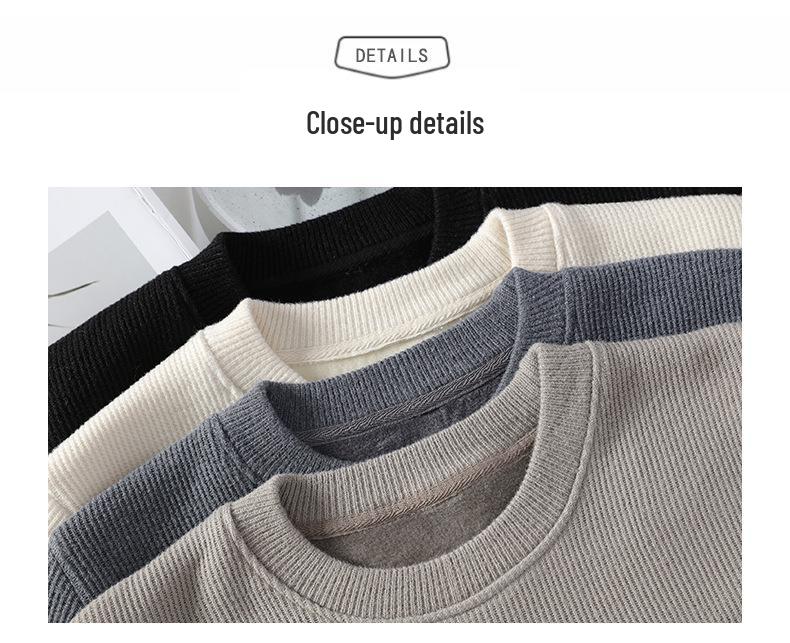 Plüsch-Winterpullover für Herren: Dicker Samt Langarm-Basisschicht für Jugendliche & Teenager