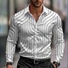 Autumn Winter New Men Casual Long Sleeve 3D Digital Print Stripe Long Sleeve Shirt