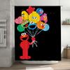 Colorful Balloon Friends Shower Curtain with Elmo Bathroom Decoration for Kids Room Waterproof Fabric Free Shipping