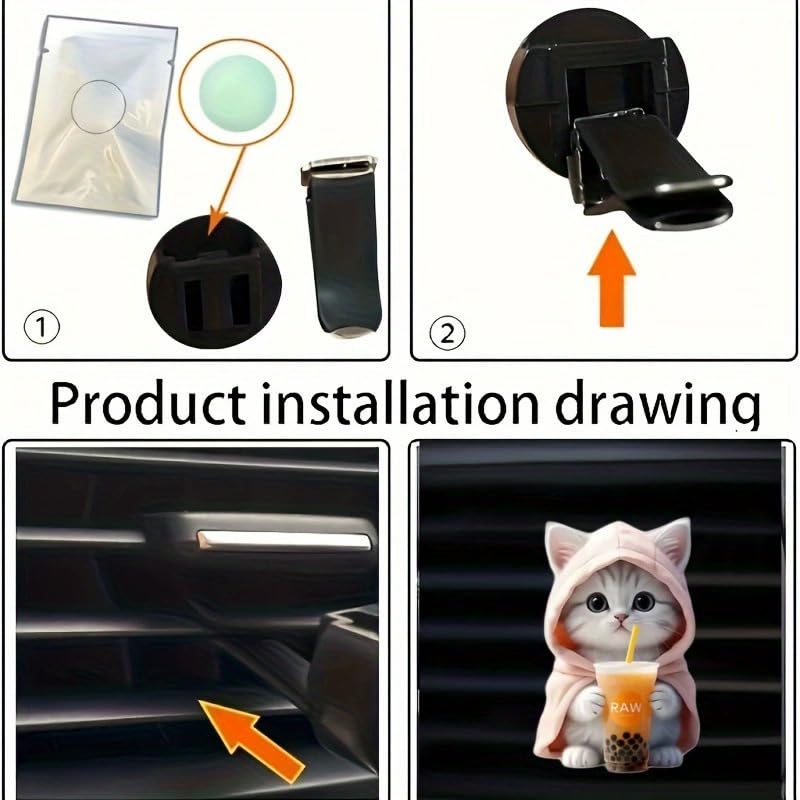 Car , Cute Cat Design, Clip Type Aroma Holder, Cute Cat, Aroma ,
