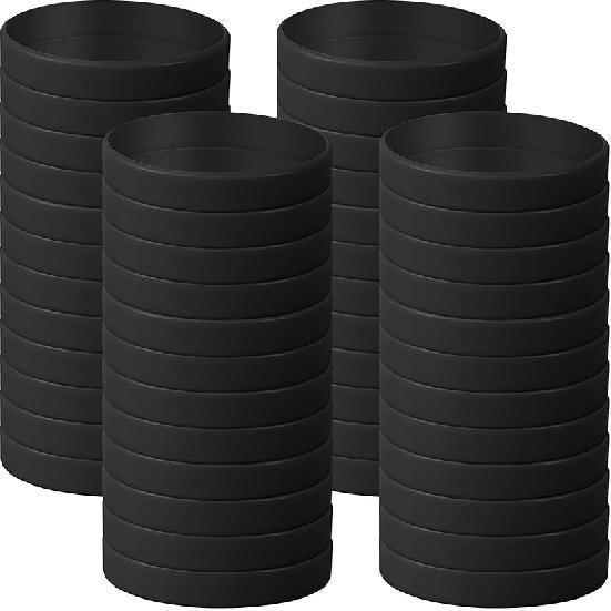 48 Pcs Plain Silicone Rubber Bracelets Solid Color Rubber Wristbands чёрный