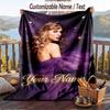Personalized Flannel Throw Blanket,Taylor Swift Custom Printed Name, Cozy Plush Blanket For Home Use
