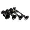 Bocina de Aire para Coche Súper Ruidosa de 135db y 12V con 4 Tubos Trompeta para Camión/Tren/Barco (Negro / plata)