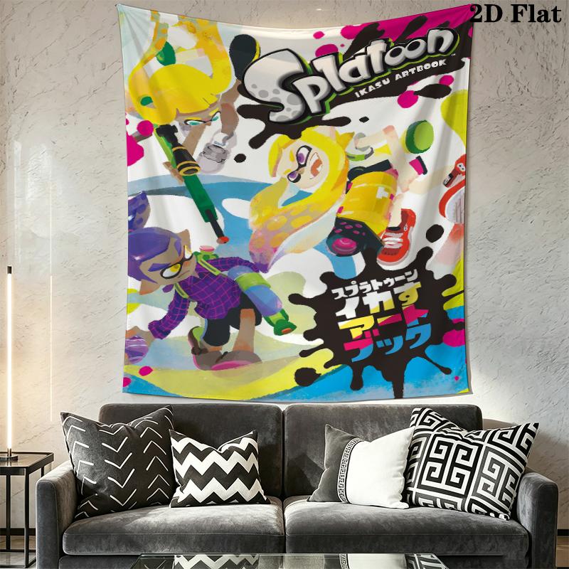 Splatoon game Wall Tapestry Aesthetic Wall Hanging Printed Fabric Blanket Decorative Tapestries for Bedroom Living Room Home Decor