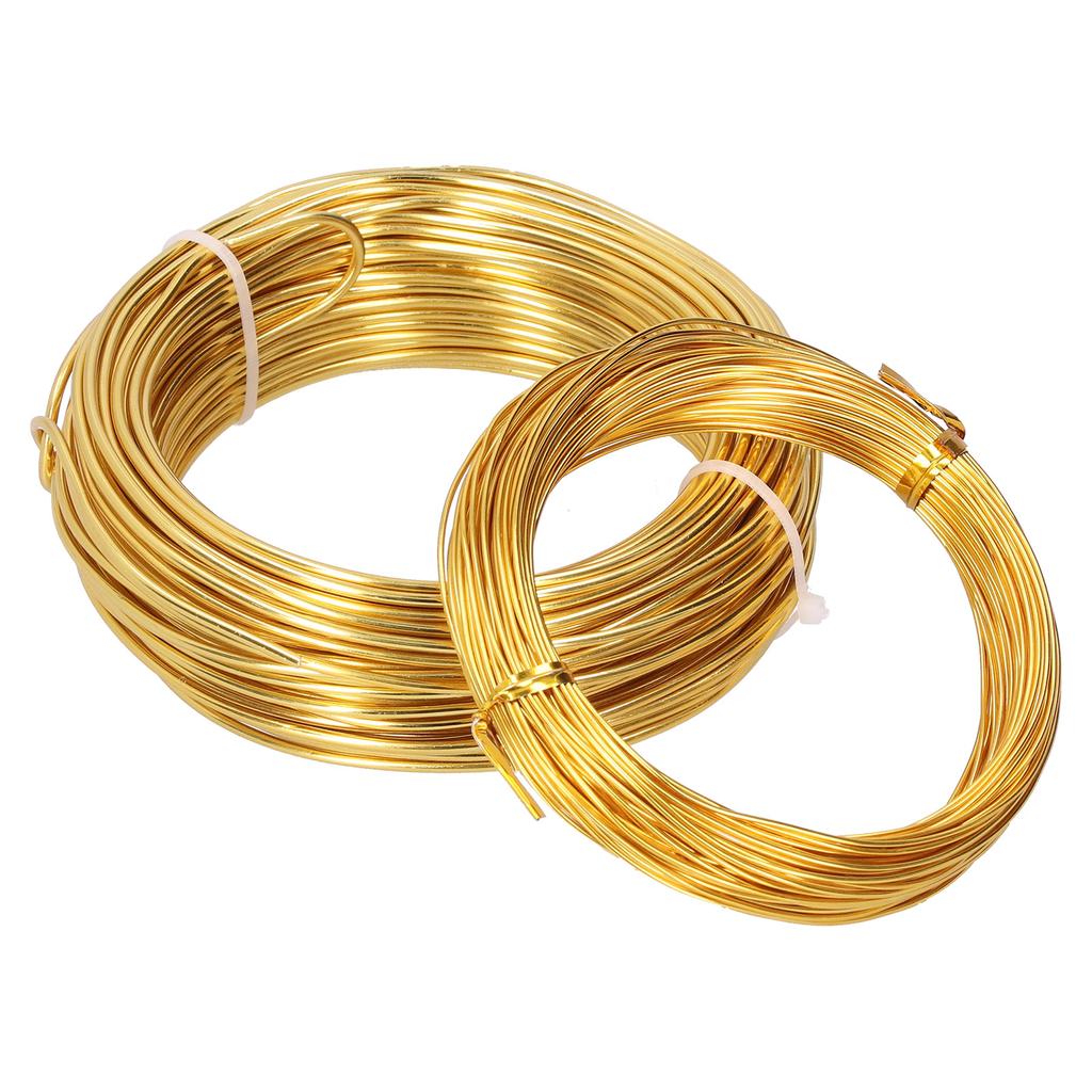 2 Rolls 1.0mm 2.0mm Aluminum DIY Jewelry Craft Making Wire Flexible Floral Jewelry Wire Gold