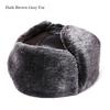 Men's Genuine Leather Ushanka Hat Russian Trapper Hat Winter Warm Thickened Bomber Cap Trooper Hat with Ear Flaps