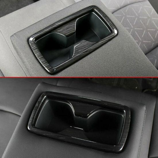 Black Brushed Rear Water Cup Holder Frame Cover Trim for Toyota RAV4 -