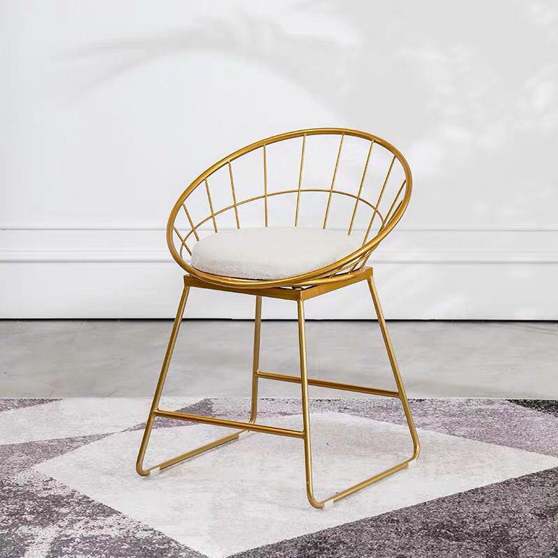 

Nordic Iron Art High Back Metal Bar Chair - Stylish and Simple Design. Gold Legs with White Cushion