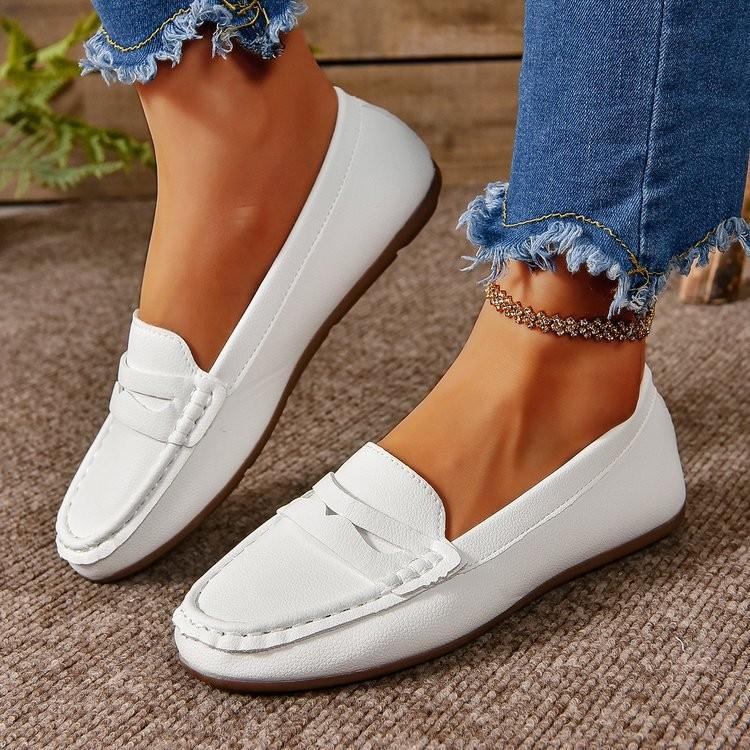 Flat-bottomed Peas Shoes Four Seasons Lightweight Casual Shoes Fashion Lazy Pedal Women's Shoes Round Toe Women's Single Shoes