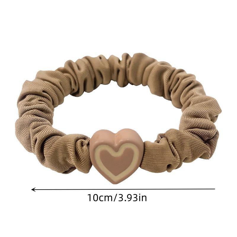 5pcs Simple Heart-shaped Hair Ring Women High Elastic Korean-style Rubber Band Hair Accessories