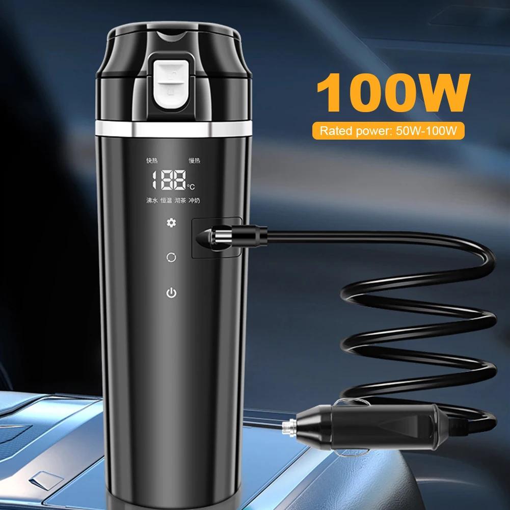12V/24V Car Heating Cup Thermos Cup Stainless Steel Car Coffee Pot Temperature Control Heated Kettle Car Electrical Appliances