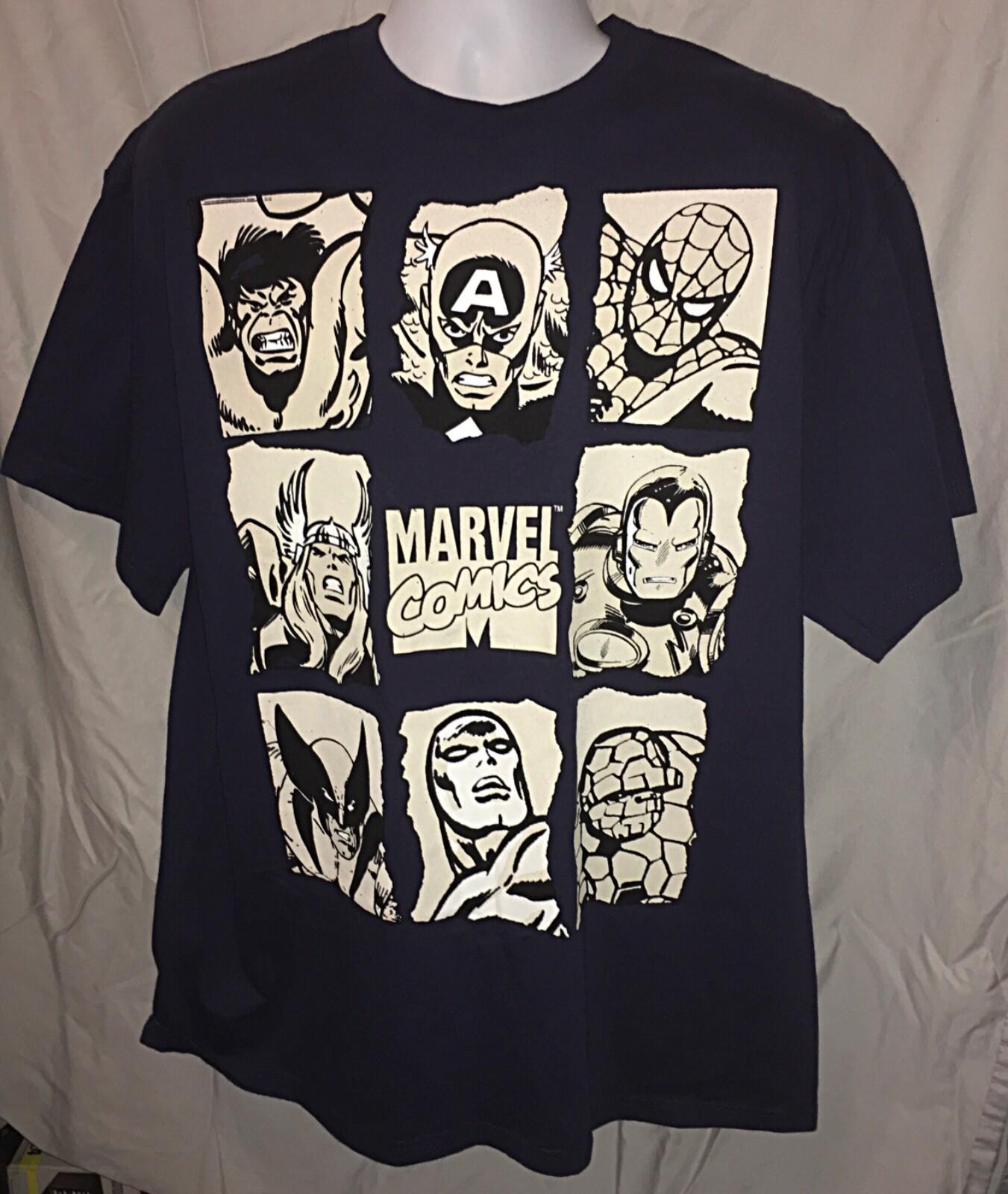 Marvel Comics Officially licensed Adult XL Navy T-Shirt ~Cap America, Spidy, S разноцветный