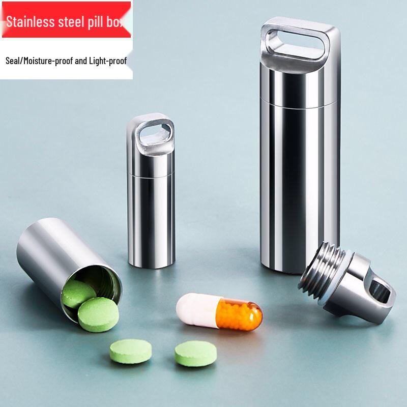 Premium Stainless Steel Waterproof Portable Pill Box for Outdoor Camping and EDC