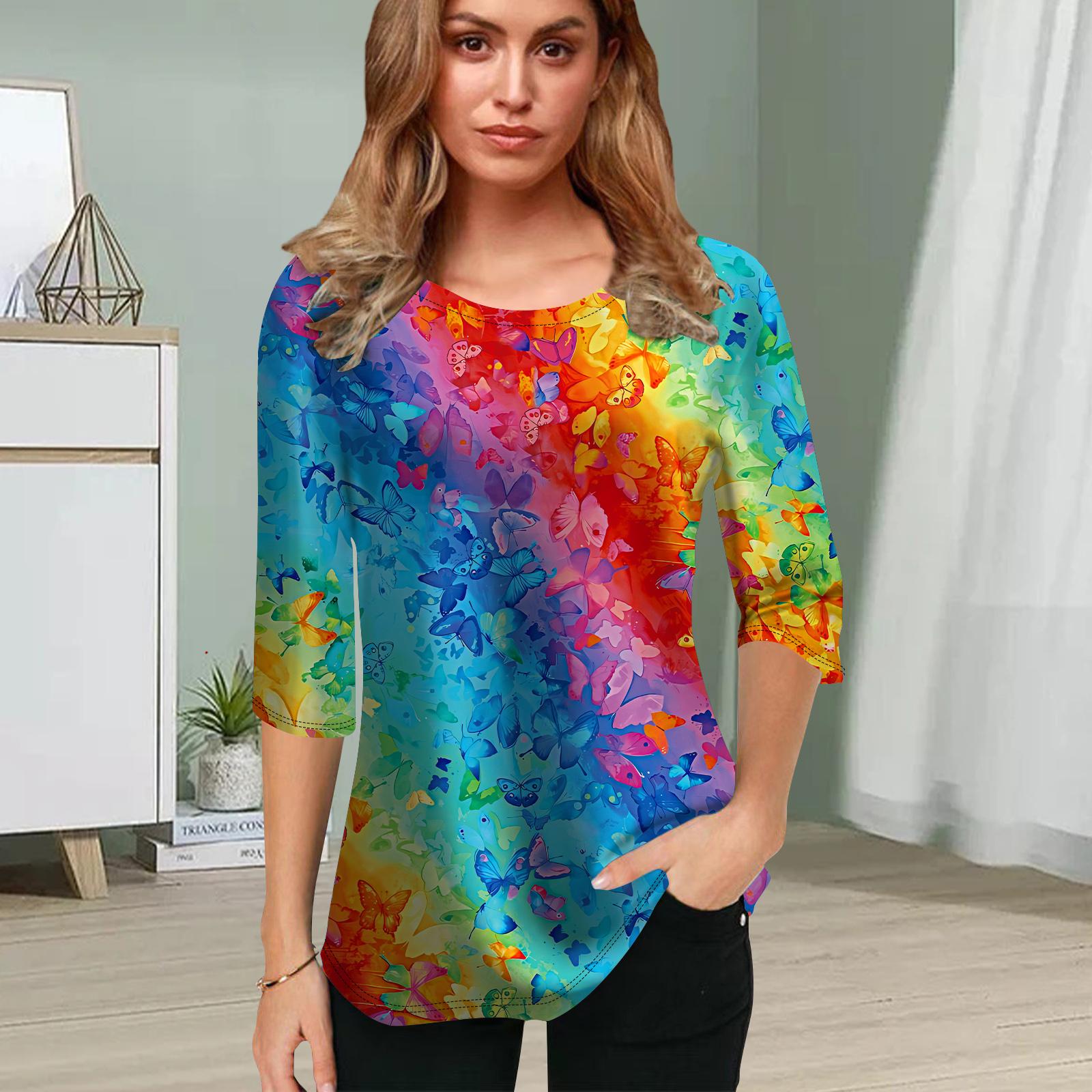 

Женская блузка с принтом 3D Forest Flower, топы с короткими рукавами, летние повседневные топы, футболка с круглым вырезом и короткими рукавами 8XL разноцветный