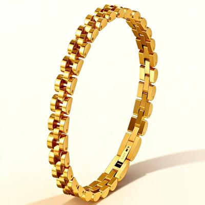 Elegant Titanium Steel Gold-Plated Chain Bracelet: Unique, Stylish, and Versatile Design for Women