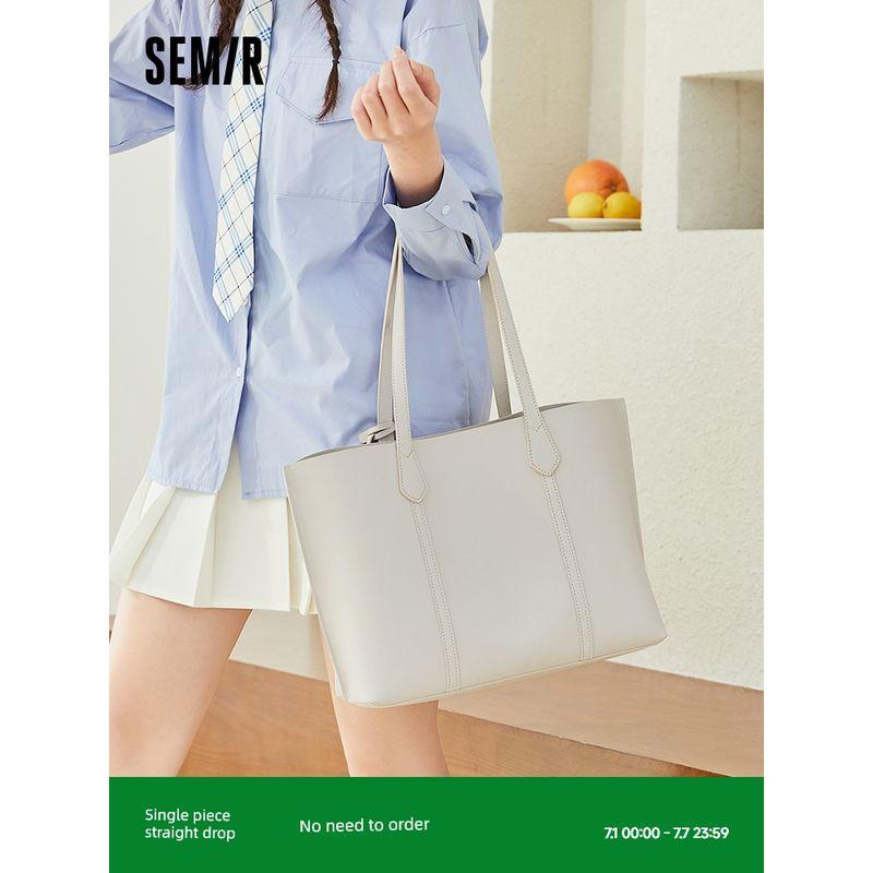

Senma Bag Women High-Grade Versatile Work Commuter Bag Niche Casual Shoulder Bag College Student Simple Tote Bag Rice White 10301