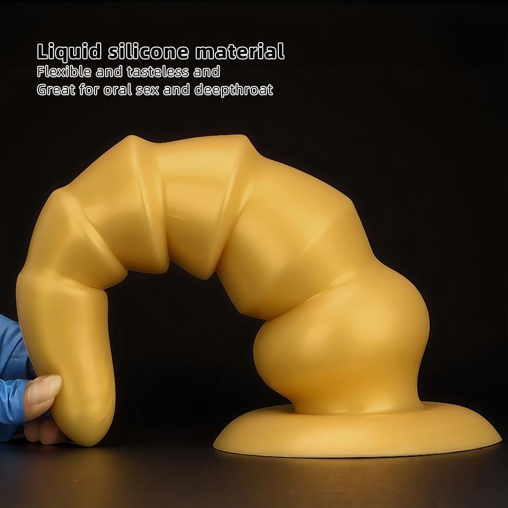 Extra velký zlatý žebrovaný silikonový anální kolík Velký penis Realistické dildo Hračka Pěstování Obrovský penis