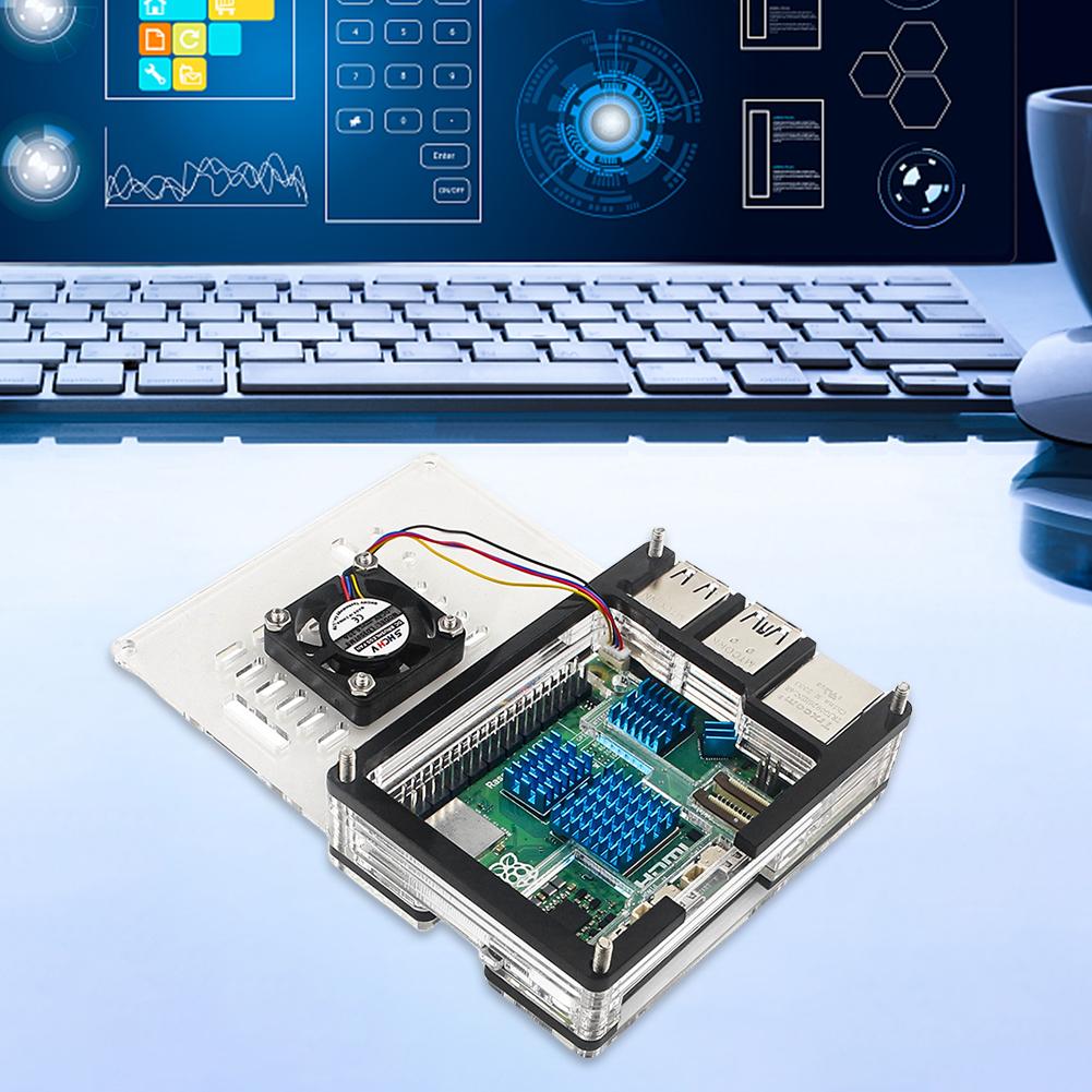 Clear Case Support Official Active Cooler Transparent Acrylic Enlosure Shell Protective Case Box Fit for Raspberry Pi 5 4GB/8GB