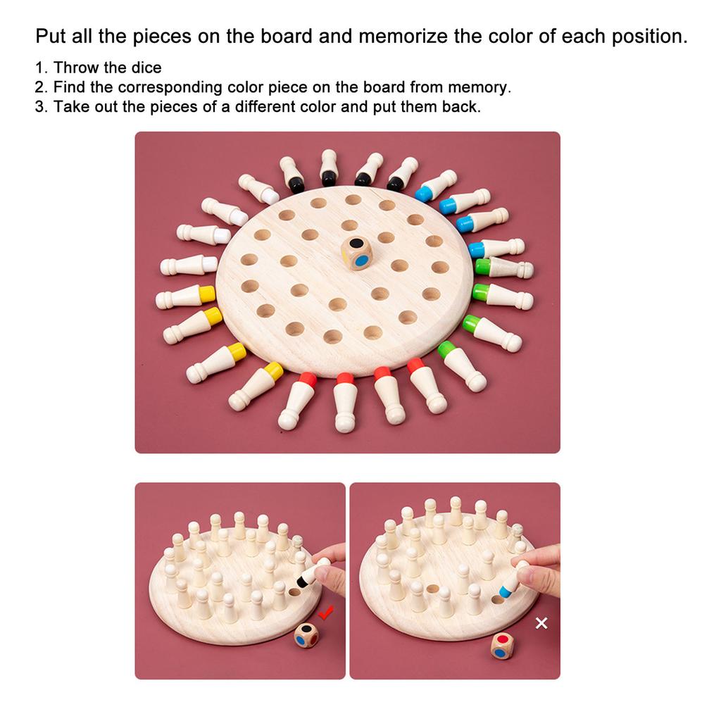 Holz Memory Match Stick Schachspiel Interessantes Farbgedächtnis Schach Eltern-Kind Interaktionsspielzeug für Kinder