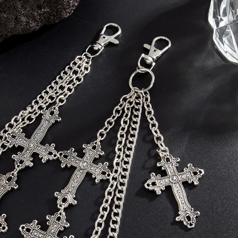 Cadena de Metal Punk de Moda para Pantalones Cadena de Cintura Hip Hop Colgante de Cruz Cadena para Jeans para Hombres Mujeres Accesorios Regalos