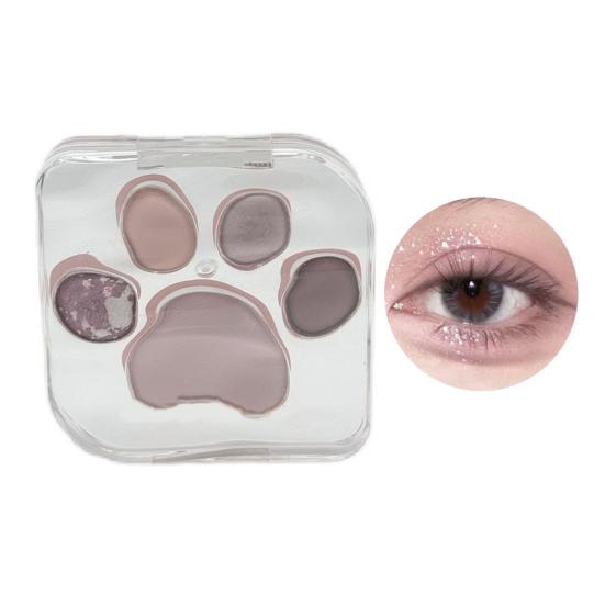 Lidschatten-Palette mit Katzenpfotenmotiv, 5 Farben, schimmernd, matt, natürlich, Nude, langlebig, wasserfest, hochpigmentiert, Lidschatten für Frauen, Augen-Make-up-Zubehör
