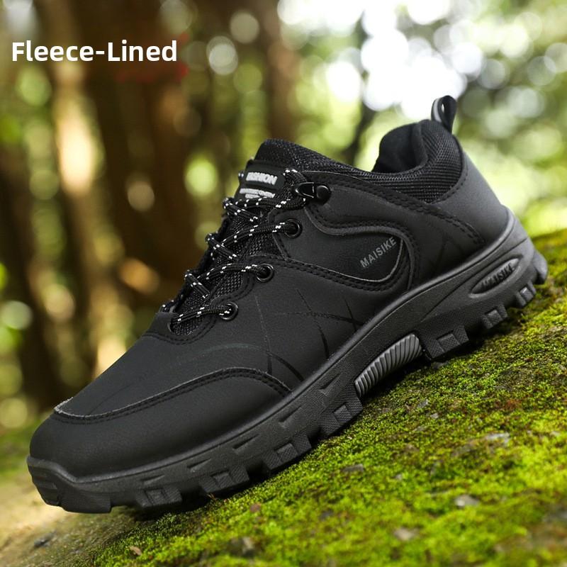 Thickened Winter Outdoor Sports Leisure Shoes Warm Waterproof Non-slip Hiking Mountain Climbing Shoes with Fleece for Men