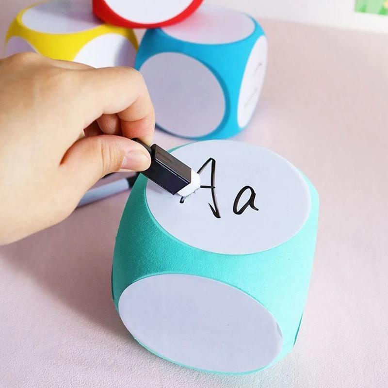 1Pc Dry Erase Block Write On Wipe Off Dry Erase Multipurpose Educational Dice Dry Erase Cube White Boards Dice Cube