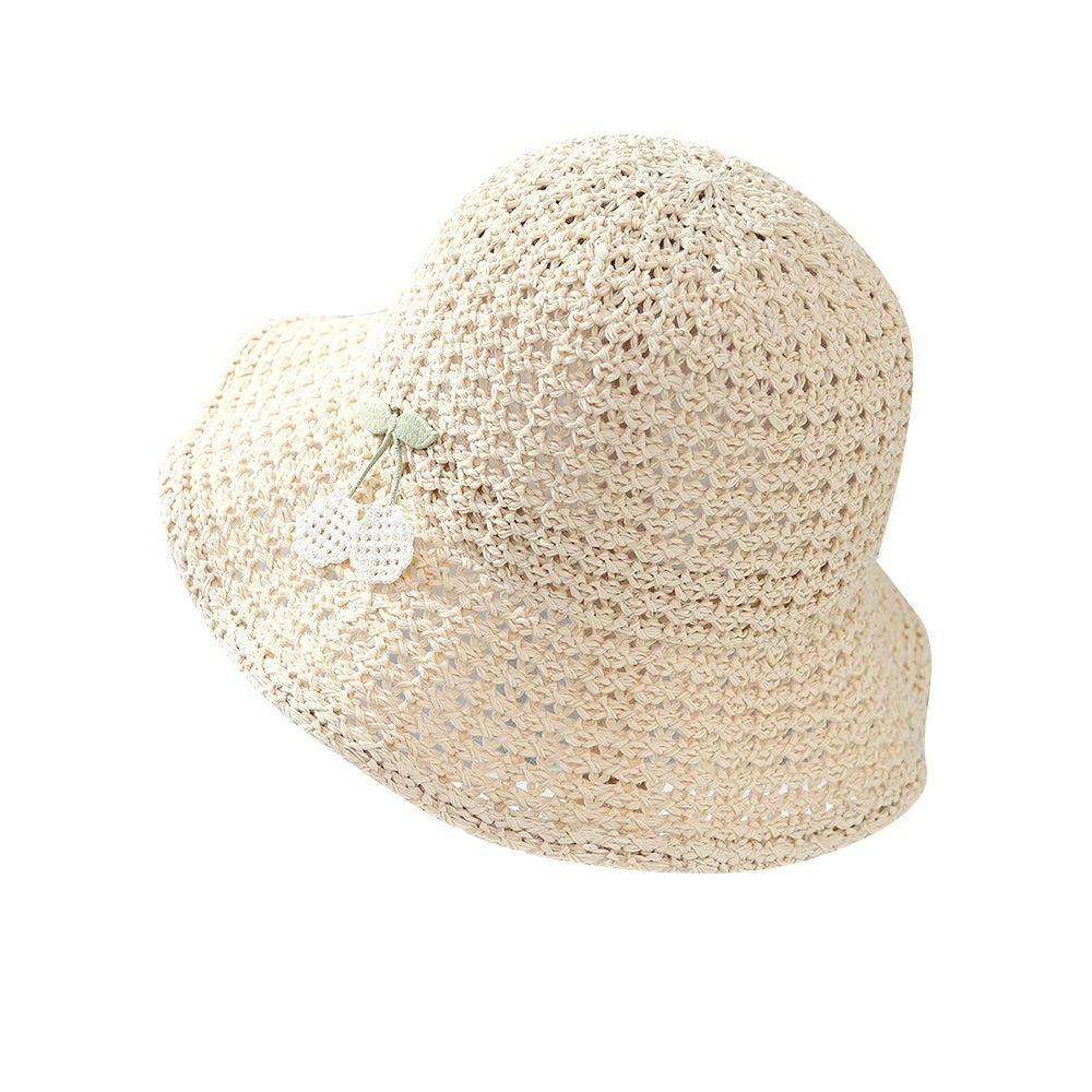 Fashion Cherry Decoration Women Sun Hat Sun Protection Breathable Fisherman Hat Foldable Beach Hat Summer