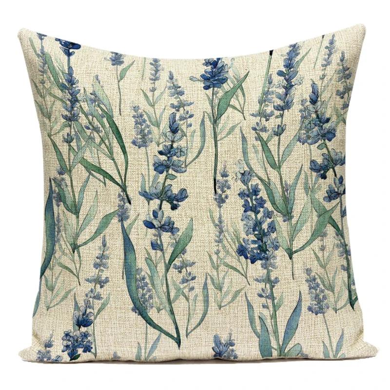 Flower Pattern Decorative Sofa Seat Cushion Cover Fresh Floral Print Pillowcase Home Decor Square Custom Throw Pillows Cover