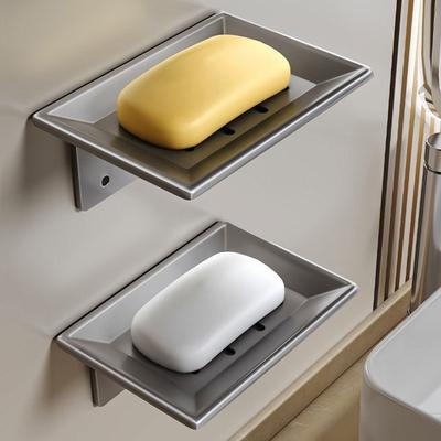 Wall Mounted Metal Soap Dish Drainable Soap Container Tray Space Aluminum Durable Storage Rack Bathroom Kitchen Sink Organizer