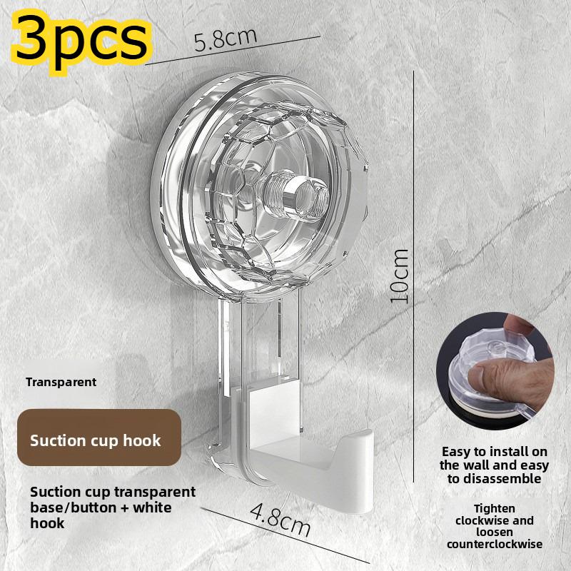 3pcs Powerful Suction Cup Nail-free Vacuum Hooks Reusable Storage Heavy Duty Bathroom Kitchen Hanger Traceless Clothes Wall Hook прозрачный
